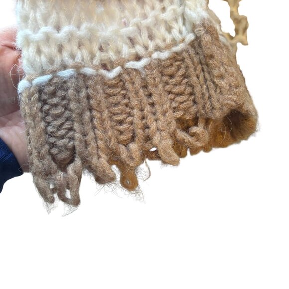 Free People Monaco Cream & Tan Striped Open-Knit Oversized Sweater XS - Picture 8 of 11